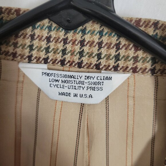 Hunting Horn J. Riggings Sport Coat Jacket Houndstooth Men's 42R Poly Wool Silk - Picture 9 of 11